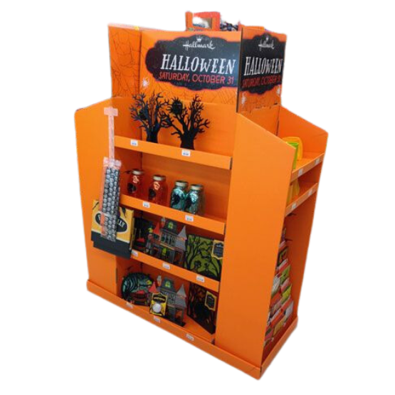 Large shop display with Halloween themed home decor gifts and products in