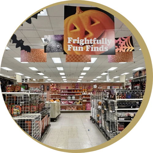 Halloween themed shop with signage
