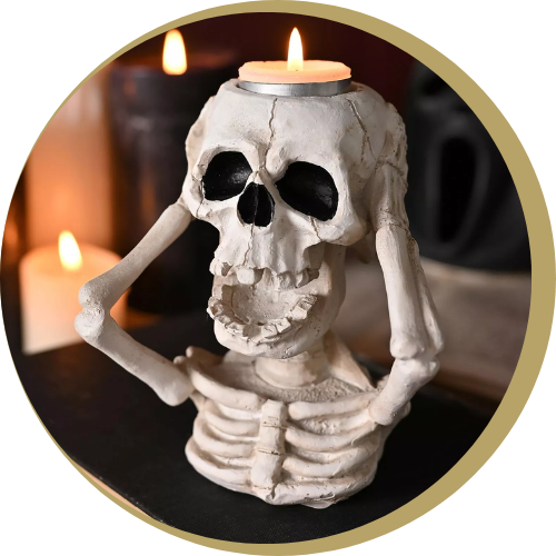 wholesale table decorations featuring skeleton holding head