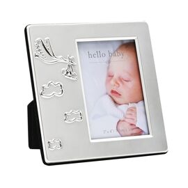 Hello Baby 2 Tone Silverplated Frame with Stork Icon 3" x 4"