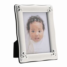 Hello Baby 2 Tone Silverplated Frame with Teddy Icons 3.5" x 5"