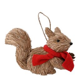 Country Living Natural Handmade Hanging Squirrel In A Scarf With A Pinecone