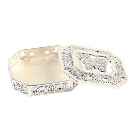 S/Plated & Epoxy/Crystals Trinket Box with butterfly
