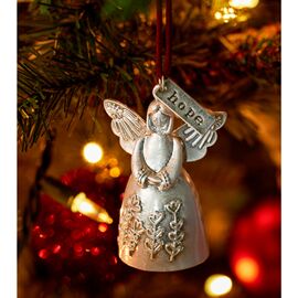Demdaco Hope Mini Angel Bell Metal Ornament - 4.5 x 5in