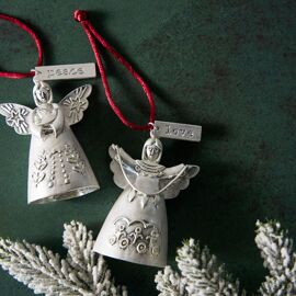Demdaco Love Mini Angel Bell Metal Ornament - 4.5" x 5"