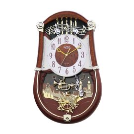 Rhythm Magic Motion Clock Crystal Wood Effect