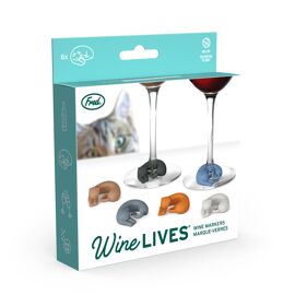 Fred Wine Lives - 6 Kitty Cat Wine Markers