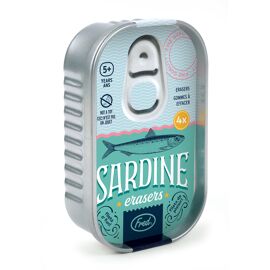 Fred Sardine Erasers - Tin Of 4