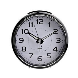 Hometime  Alarm Clock Round with Illuminated Button - Black Case