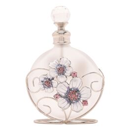 Glass/Round Perfume Bot. Purple But-fly/Flowr/Crystl