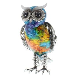 Country Living Hand Painted Metal Owl Standing