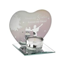 Heart Shape Glass Tealight Holder - Sisters *(36/12)*