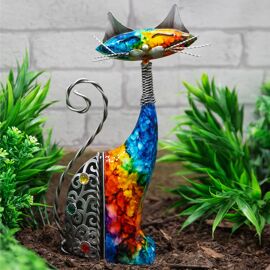 Country Living Hand Painted Metal Standing Cat