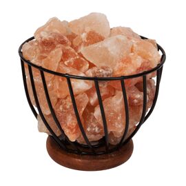 Himalayan Rock Salt Metal Basket Lamp