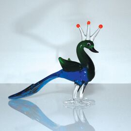 Objets d'art Miniature Glass Figurine - Peacock