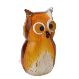 Objets d'art Glass Figurine - Amber Owl