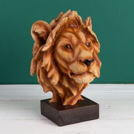 Naturecraft Wood Effect Resin Figurine - Lion Head