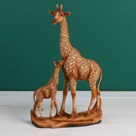 Naturecraft Wood Effect Resin Figurine - Giraffe & Calf
