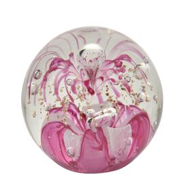 Objets d'art Glass Ornament - Pink & Gold Paperweight
