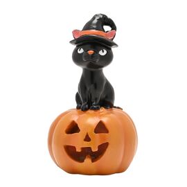 **MULTI 3**LED Cat On A Pumpkin Ornament
