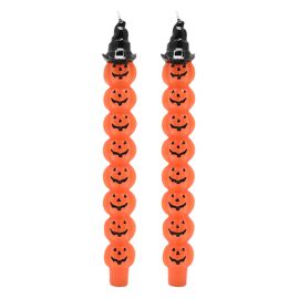 Set of 2 Pumpkin Tapered Candles