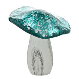 Objets d'art Glass Figurine - Teal Toadstool