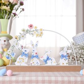 Eggs-traordinary Gifting Bunny And Floral Arch Mantle Plaque