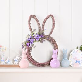 Eggs-traordinary Gifting Company Purple Bunny Ears Wreath 27cm
