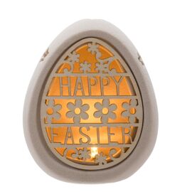 Eggs-traordinary Gifting Company Ceramic "Happy Easter" Cut Out Light Up Egg