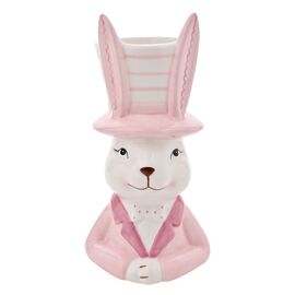 Eggs-traordinary Gifting Company Bunny in Top Hat Pink Planter - Medium