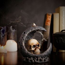 Mystic Legends Skull And Moon Backflow Incense Burner
