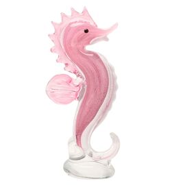 Objets d'art Glass Figurine - Pink Seahorse