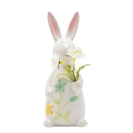 The Eggs-traordinary Gifting Co Ceramic  Bunny  Holding Flowers19cm