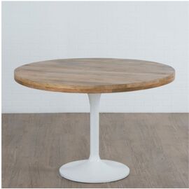 White Round Nesting Table with Metal Legs - Large 122cm x 102cm