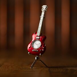 Wm.Widdop Miniature Clock - Red Guitar