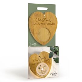 Heart Shaped Tea Light Holder with 4 Tea Lights - Our Family Always & Forever