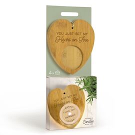 Heart Shaped Tea Light Holder with 4 Tea Lights - You Set My Heart On Fire