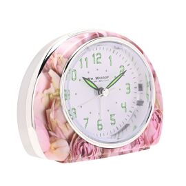 Wm.Widdop Quartz Alarm Clock - Pink Rose Design L/S/C