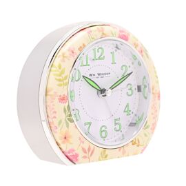 Wm.Widdop Quartz Alarm Clock - Yellow Floral Design L/S/C
