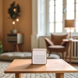 Interval Wooden Alarm Clock with Bluetooth Speaker - White