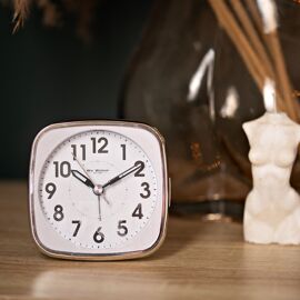 Hometime Square Alarm Clock - Sweep/Light/Snooze - White