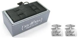 Mr & Mrs Black Engraved Cufflinks "Best Man"