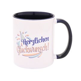 11oz Mug Navy Blue Inside - German Birthday - Gluckwunsch