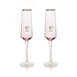 Amore Set of 2 Flute Glasses - 40th Anniversary
