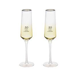 Amore Set of 2 Flute Glasses - 50th Anniversary