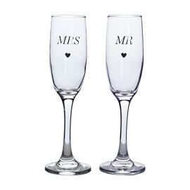 Amore Champagne Flutes Set of 2 - Mr & Mrs