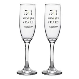 Amore Champagne Flutes Set of 2 - 50th Anniversary