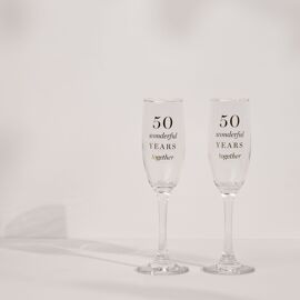 Amore Champagne Flutes Set of 2 - 50th Anniversary