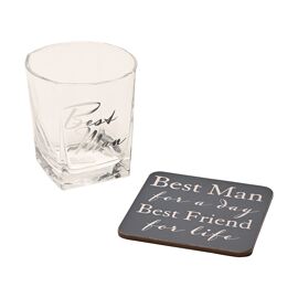 Amore Whisky Glass and Coaster Set - Best Man