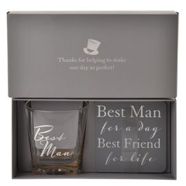 Amore Whisky Glass and Coaster Set - Best Man